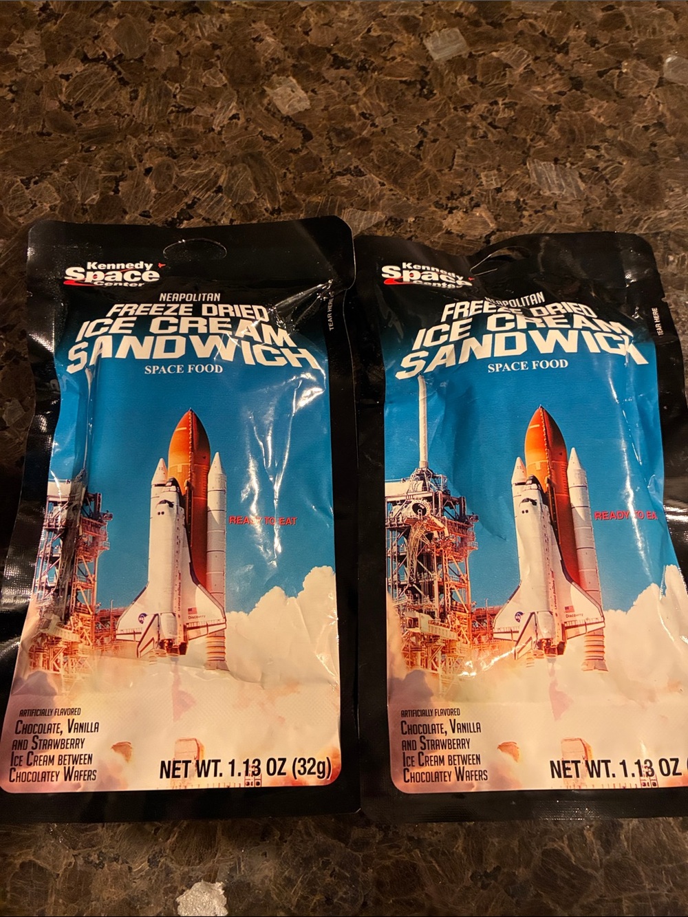 Kennedy Space Center Neapolitan Freeze Dried Ice Cream Sandwich - Blue Packaging